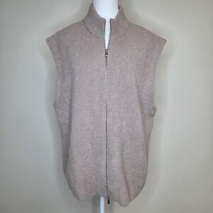 Haven Well Within Wool Blend Boucle Zip Up Sweater Vest Oatmeal Taupe Womens L